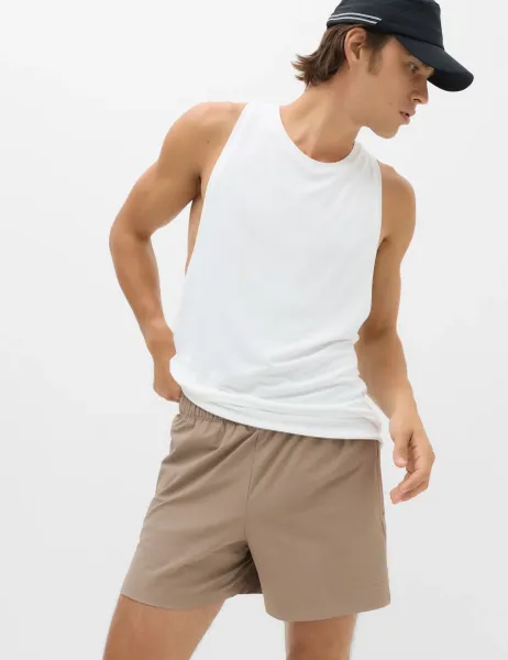 Regular Fit 5 Inch Stretch Sports Shorts Mocha