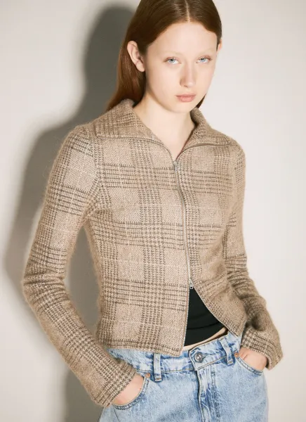 Hound Check Zip-Up Sweater