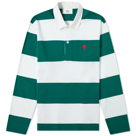 AMI Heart Striped Rugby Shirt