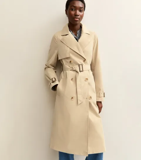 Women's Tall Stone Double Breasted Mac Trench Coat