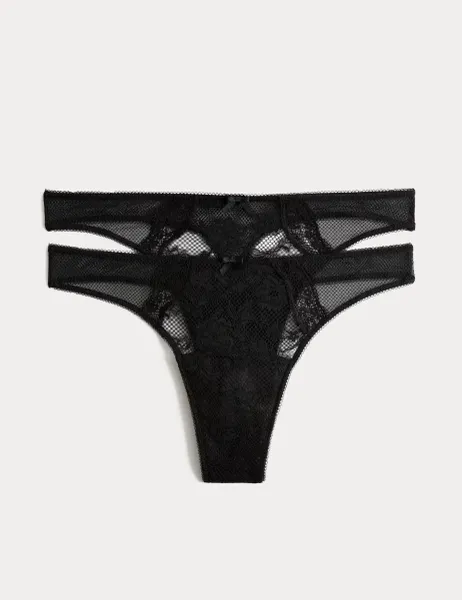 Marks & Spencer 2 Pack Light Absorbency Period Thongs Black