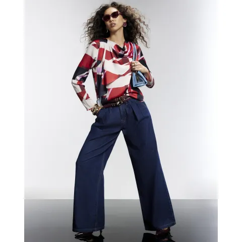 River Island Satin Colour Block Cowl Neck Top