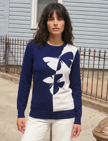 Roman Rayon Rich Butterfly Embellished Jumper Navy Mix