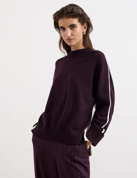 Phase Eight Funnel Neck Tipped Jumper Burgundy