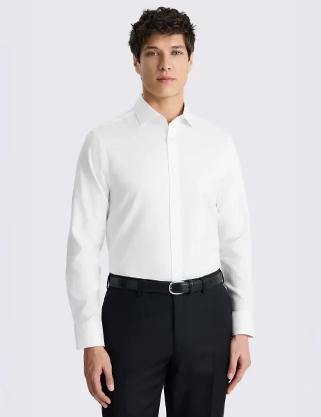 Moss Tailored Fit Non Iron Pure Cotton Oxford Shirt White