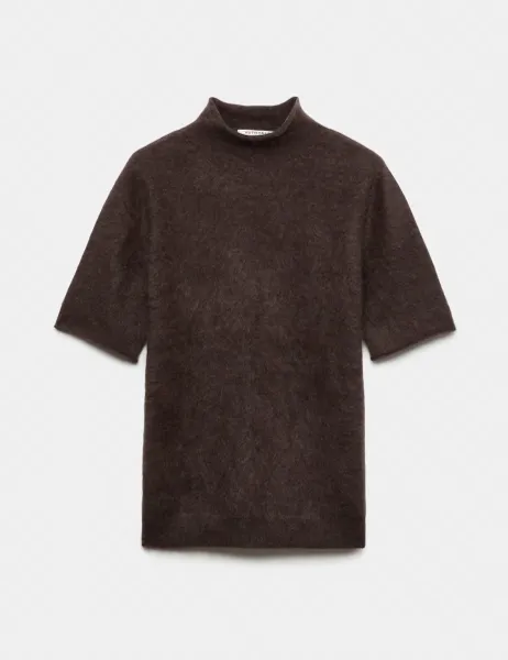 Autograph Brushed Pure Cashmere Funnel Neck Knitted Top