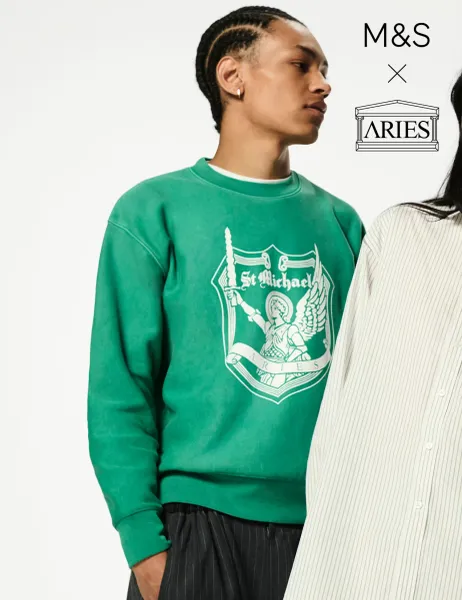 M&S x Aries Pure Cotton Graphic Crew Neck Sweatshirt