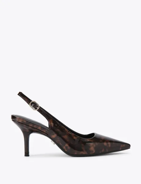 Carvela Patent Animal Print Stiletto Heel Slingbacks Black Mix