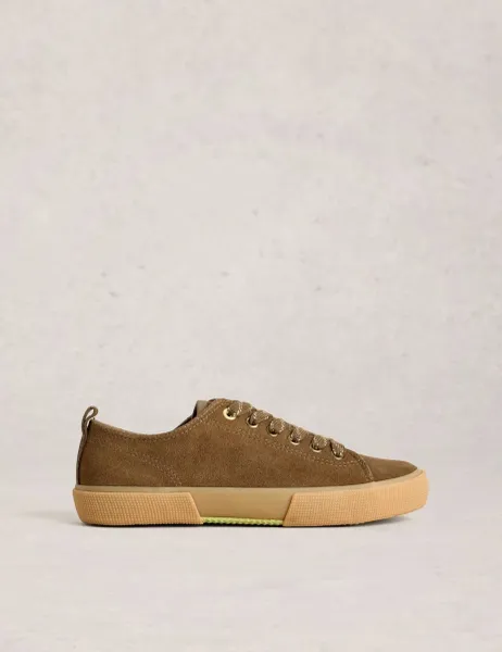 White Stuff Suede Lace Up Trainers Green
