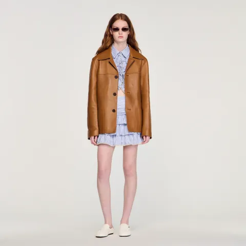 SANDRO Buttoned lambskin jacket