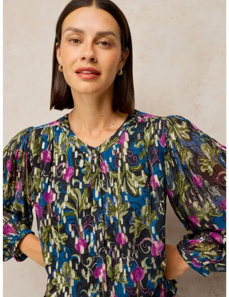 White Stuff Metallic Crew Neck Blouse