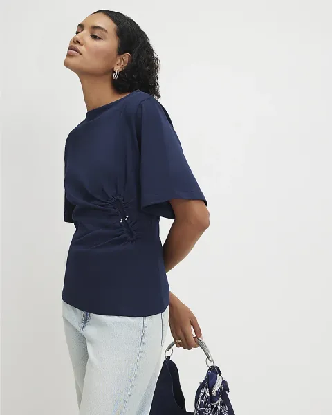 River Island Cotton Short Sleeve Metal Detail T-Shirt