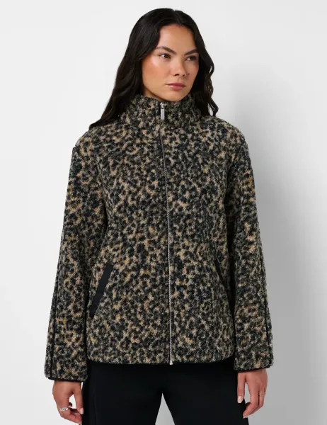 Sweaty Betty Fleece Printed Zip Up Jacket Brown Mix
