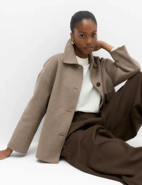 Marks & Spencer Faux Fur Trim Short Coat Multi/Neutral