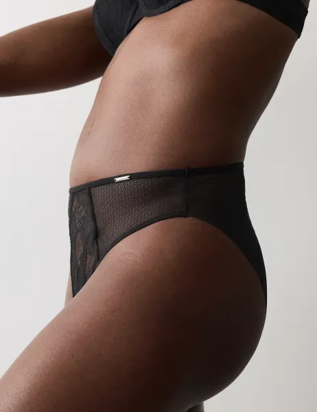 Autograph Savannah High Waisted High Leg Knickers Black