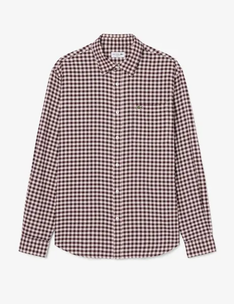 Lacoste Pure Cotton Checked Flannel Shirt Red Mix