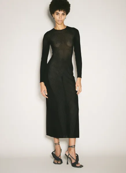 Morphing Pinstripe Midi Dress