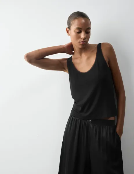 Autograph Modal Rich Ribbed Cami Pyjama Top Black