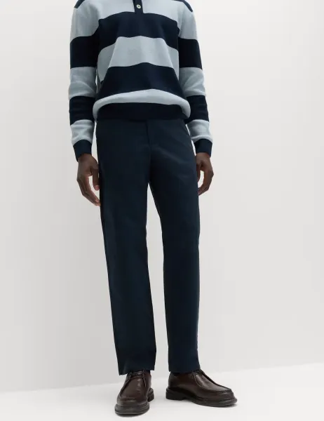 Marks & Spencer Regular Fit Pure Cotton Chinos Navy