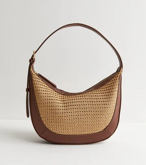 Stone Woven Faux Leather Shoulder Bag Vegan