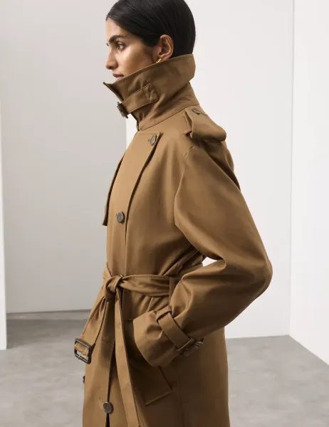 Autograph Pure Cotton Longline Trench Coat Caramel
