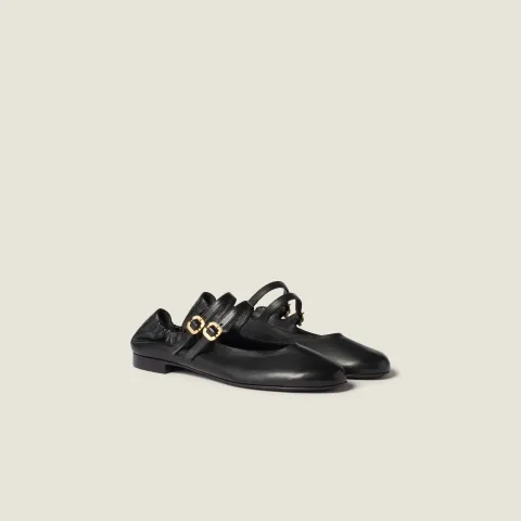 Ruches nappa leather ballerinas