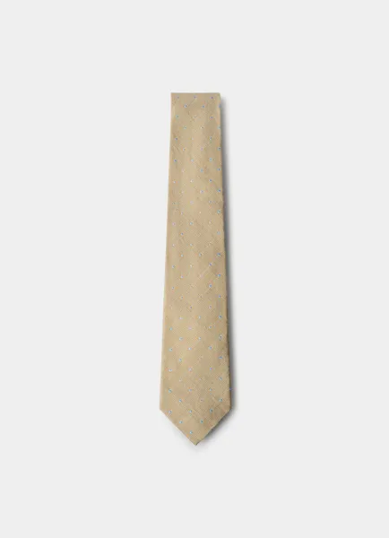 Silk-Linen Polka Dot Tie