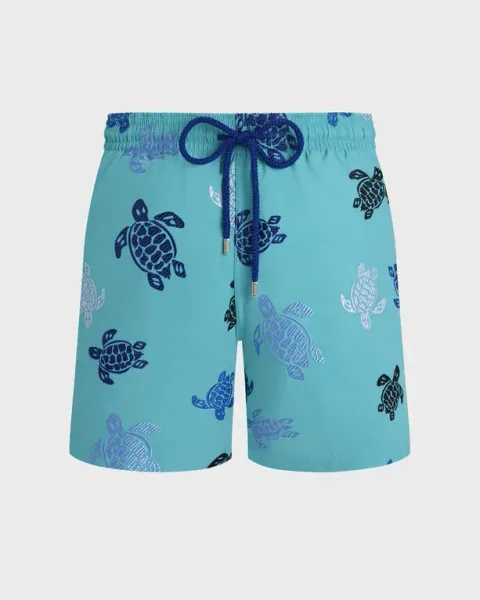 Vilebrequin Men Embroidered Swim Shorts Ronde Des Tortues