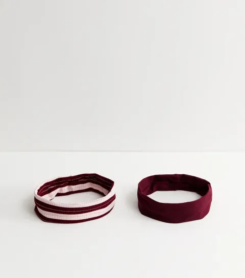 Pack of 2 Burgundy Striped Stretch Headbands