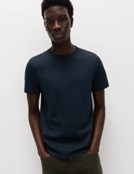 Marks & Spencer The Utimate Slim Fit Cotton Blend T-Shirt Navy