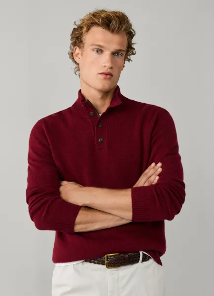 Hackett Merino Wool Mouline Half Button Jumper
