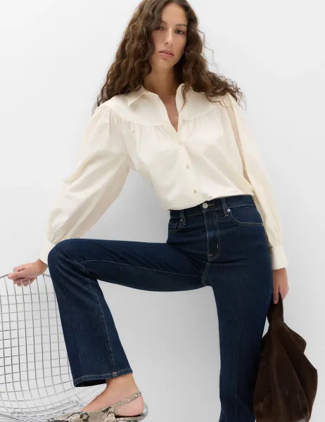 Marks & Spencer Lyocell Rich Western Style Collared Shirt Beige