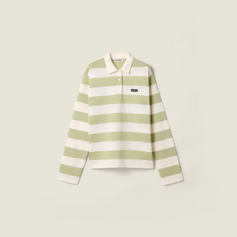 Striped jersey polo shirt