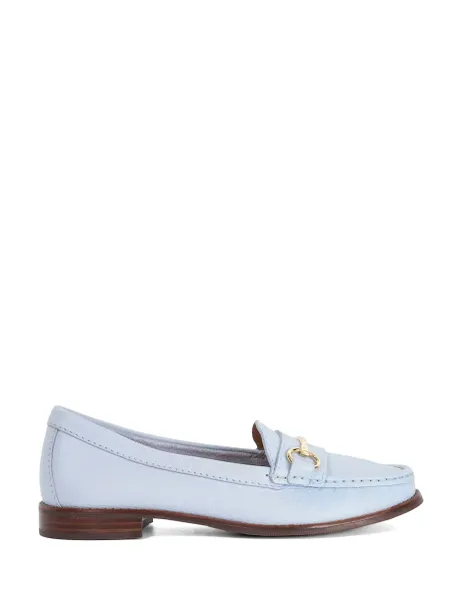 Dune London Wide Fit Leather Snaffle Trim Flat Loafers Blue