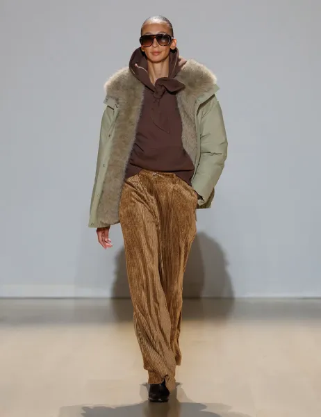 Marks & Spencer Cotton Rich Relaxed Padded Faux Fur Utility Jacket Sand