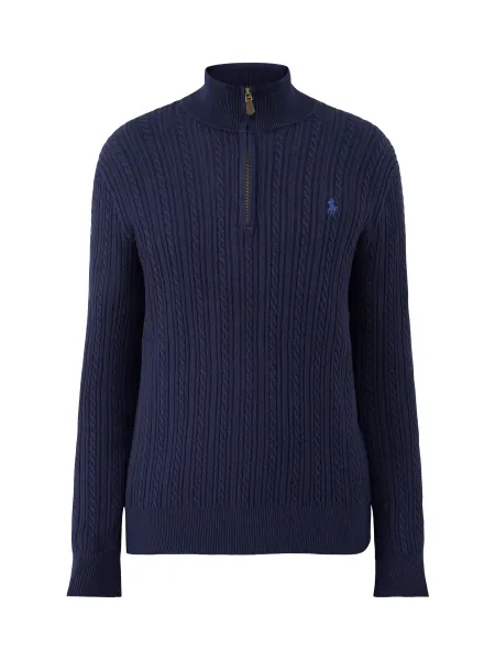 Polo Ralph Lauren Cable Cotton Quarter-Zip Jumper - Hunter