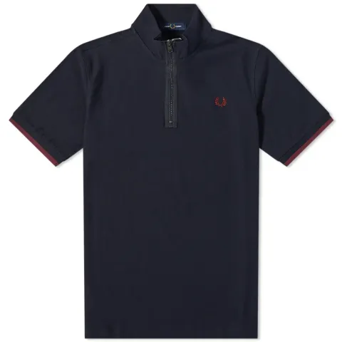 Authentic Half Zip Funnel Neck Polo