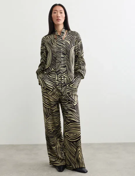 Jaeger Jacquard Printed Elasticated Waist Wide Leg Trousers