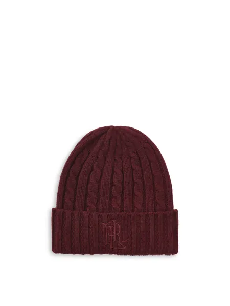 Lauren Ralph Lauren Cable Knit Wool Blend Beanie - Dark Garnet