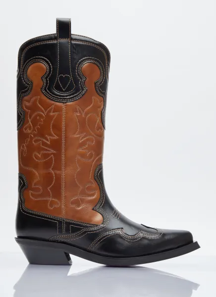 Mid Shaft Embroidered Western Boots