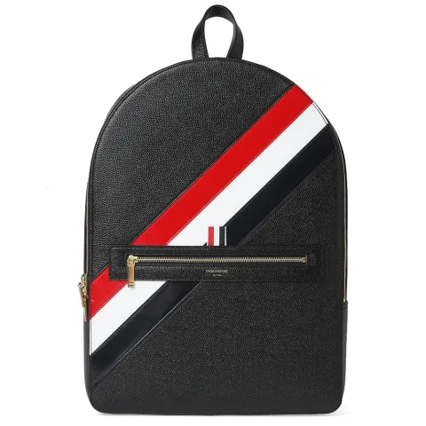 Diagonal Stripe Leather Backpack