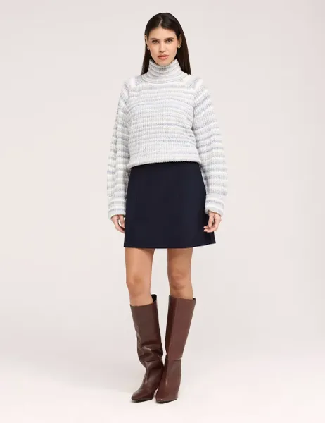 Twill Mini A-Line Skirt Navy