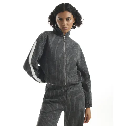 River Island Pinstripe Zip Tracksuit Top