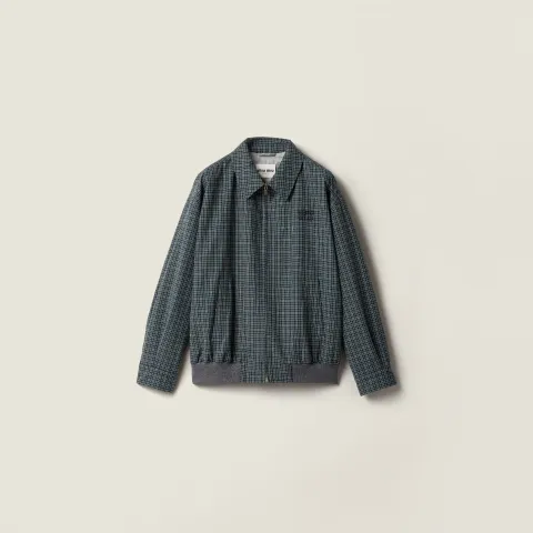 Checked flannel blouson jacket