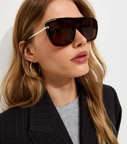 New Look Brown Tortoiseshell Aviator Frame Sunglasses