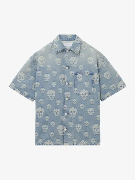 Skull Jacquard Denim Shirt