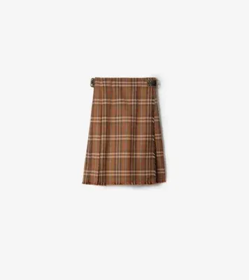 Check Wool Kilt in Ginger orange