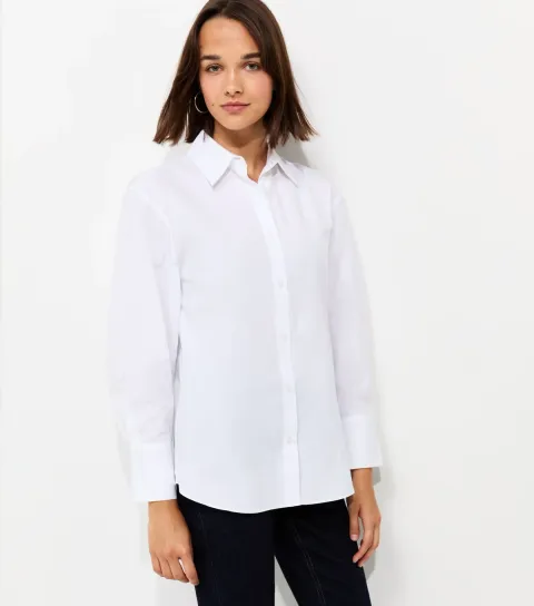 Women's White Cotton Poplin Oversized Shirt