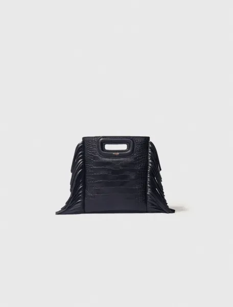 Mini embossed-leather M bag with chain