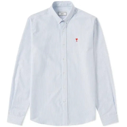 AMI Button Down Heart Logo Oxford Shirt
